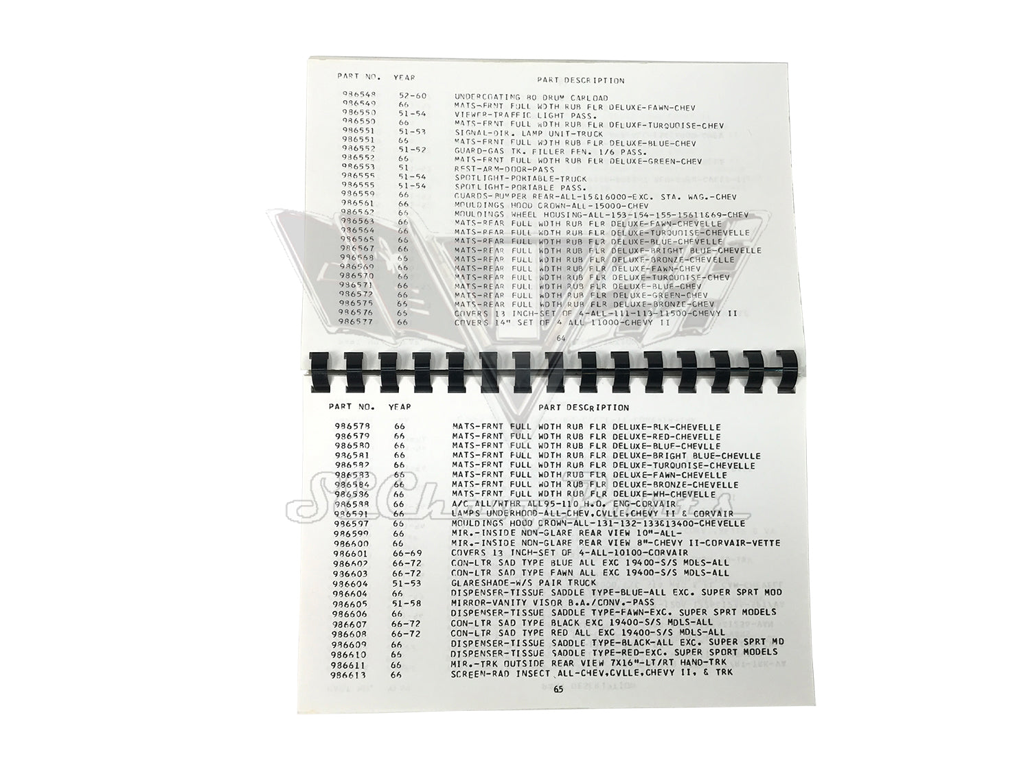 1946-1978 Chevy Numerical Accessory Parts List