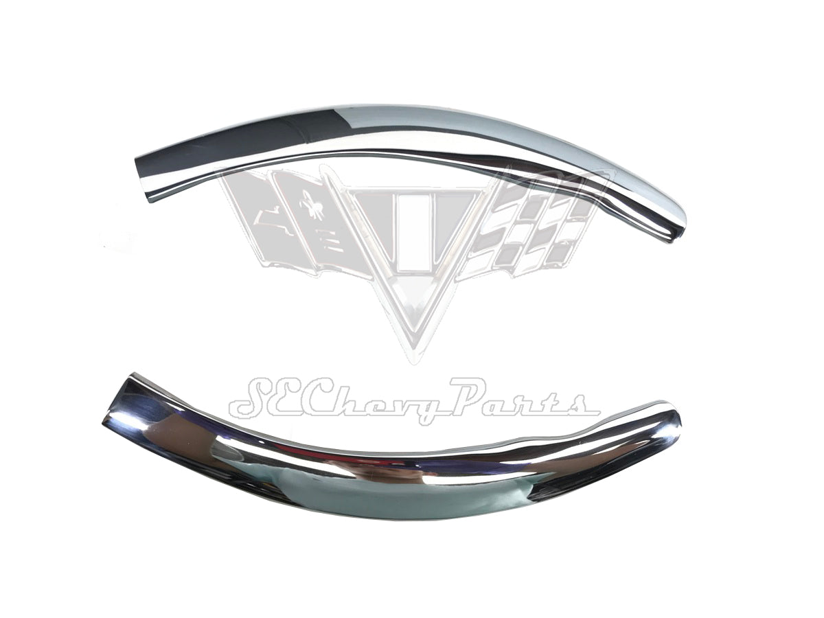 1959-1960 Chevy Bel Air 2-Door Hardtop Rear Corner Back Glass Window Reveal Molding PAIR SHOW