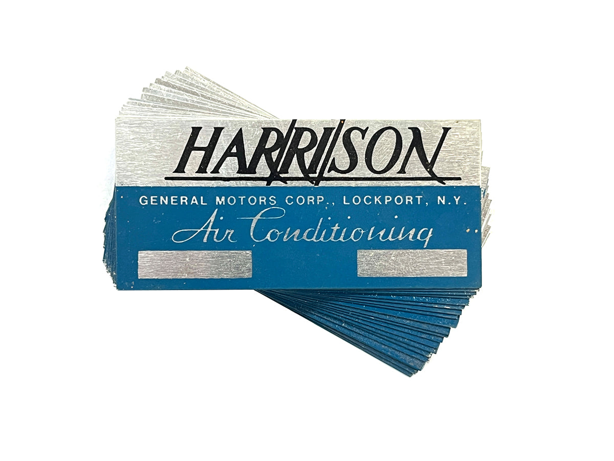 1958 Chevy Harrison Air Conditioning AC Blank Tag