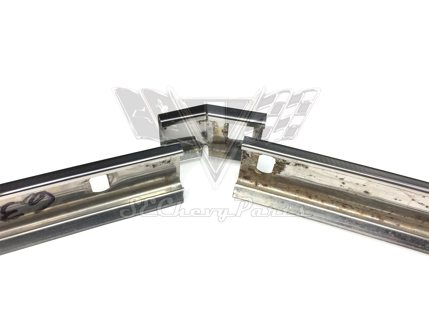 1963-1964 Chevy Impala 4-door Hardtop Roof Drip Rail Weatherstrip Molding LEFT Pillar SHOW