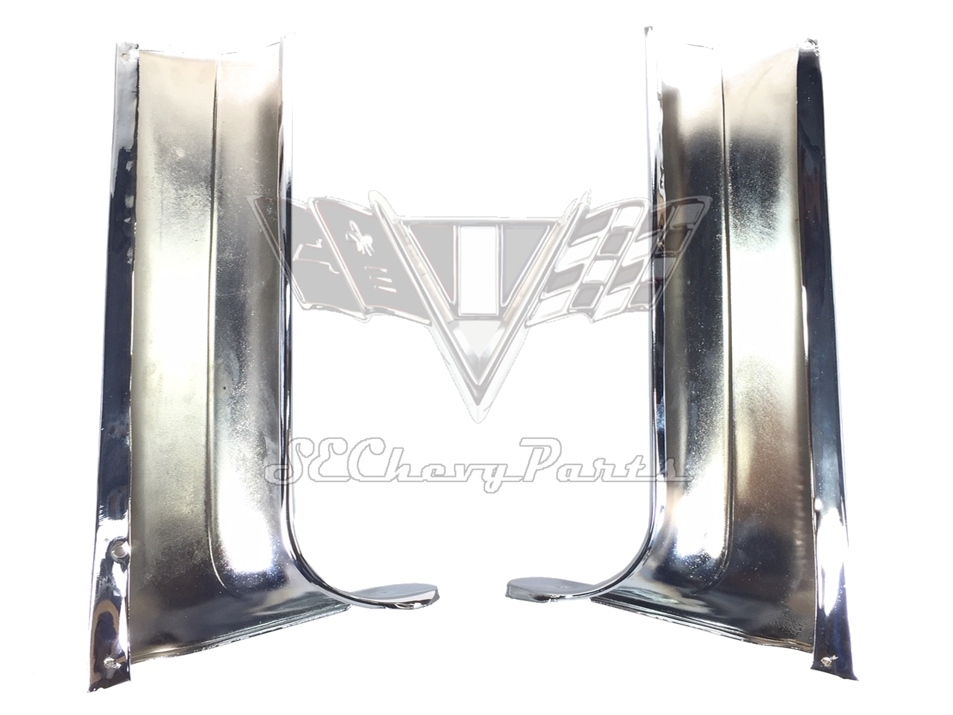 1958 Chevy Impala Convertible Windshield Vertical Pillar Inner Garnish Molding PAIR RESTORED